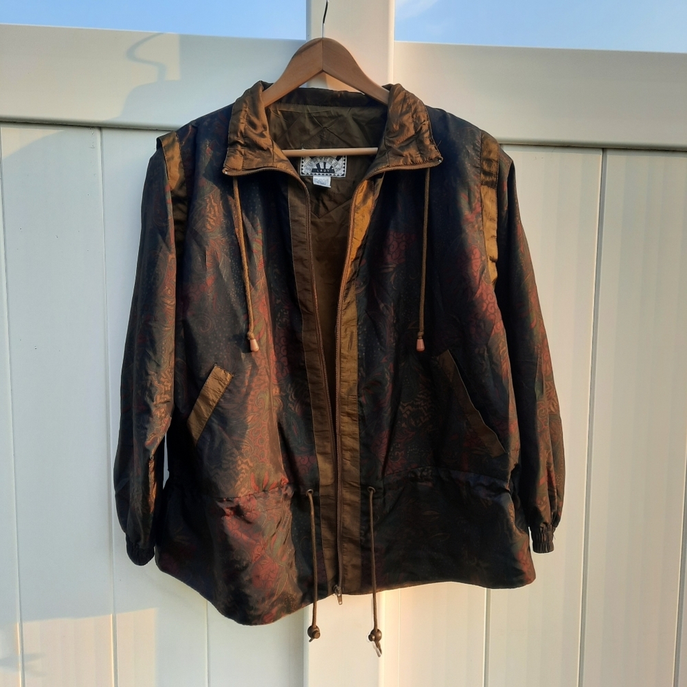 Vintage 90s Sunterra Lady Full Zip Floral Print Windbreaker Jacket | Size 1X